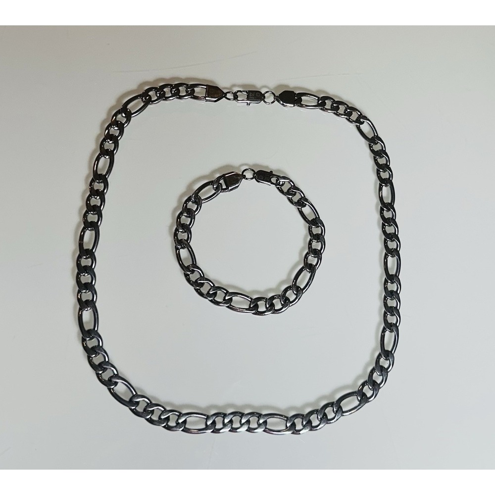 STAINLESS STEEL NECKLACE 22" & BRACELET 8" Men Or Woman Wearable